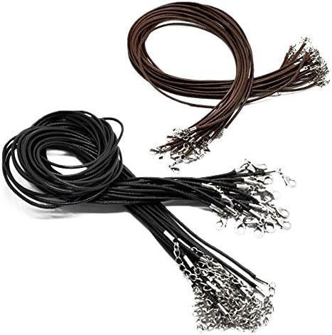 Yueton 20pcs црна и кафеава DIY накит што прави имитација на кожни ѓердани кабел, кожна лента за ленти со затворач на јастог