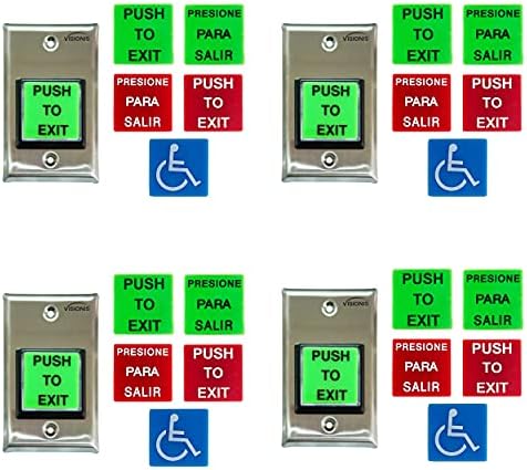 Visionis vis-7000 Зелен квадратен барање за излез на копчето за контрола на пристапот на вратите со LED светло, NC, C и без излези