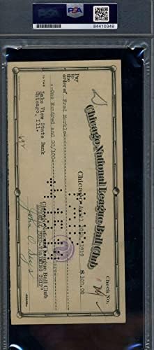 Фред Меркл ПСА ДНК Коа потпиша во 1919 Чикаго Cubs Check Payroll Autograph