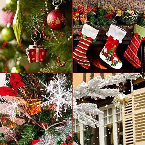 Божиќни украси од 160 парчиња куки, куки за елки, украси за елки, закачалки со метални куки во форма на елка, црвена/златна/зелена/сребрена