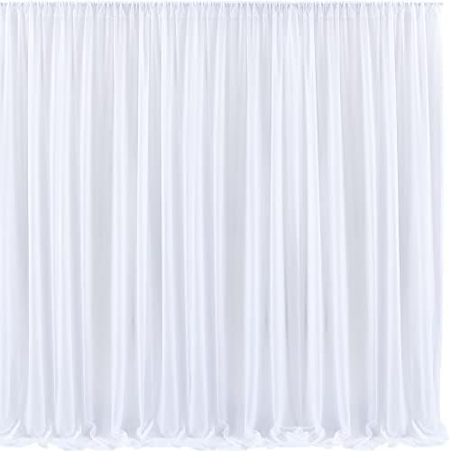 Свадба бела шифон позадина, 8ft од 10 -тина бела чиста завеса за украсување на забави