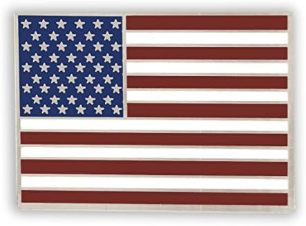 Фалсификувајте Игла За Ревер Со Американско Знаме Гордо Изработена Во САД - Сребрен Правоаголник Рефус