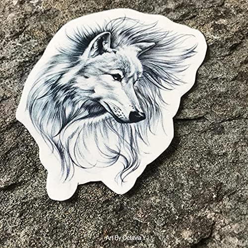 Волк привремена тетоважа, волк тетоважа, арктички волк, привремена тетоважа, тетоважа со природа, волк уметност, зимска тетоважа