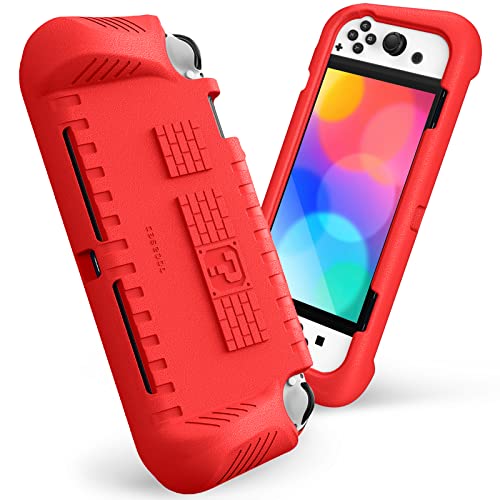Fintie Kids Case for Nintendo Switch OLED Model 2021 со 2 слотови за картички за игри - [Детски пријателски] Ultralight Procproof Protective Cover,