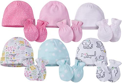 Бренд на марка унисекс бебето со 12 парчиња капа и сет на мит