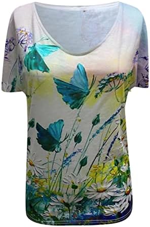Девојки маица лето есен кратки ракави памук vneck пеперутка сликање цветни графички врвни мета за жени ef ef
