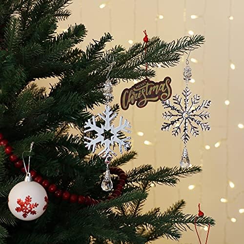 6 парчиња сребрени снегулки украси 4 инчи метал виси снегулка Божиќен украс за занаети за украси на новогодишни елки