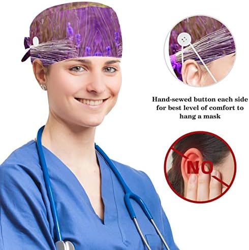 Работен капа на Ларкспур, прилагодлива капаче за чистење со копчиња и лажна коса, чиста за медицинска сестра и доктор