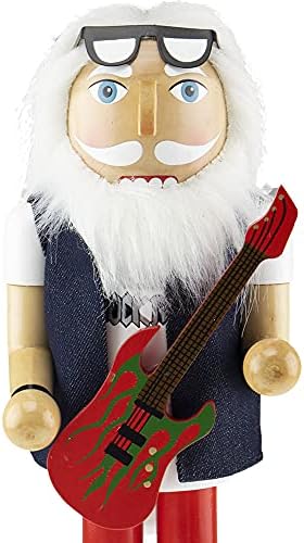 Умни креации Rockstar Santa 14 инчи Традиционален дрвен оревчест, празничен Божиќен декор за полици и табели