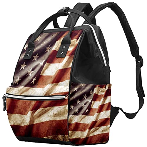 Гранџ Американско Знаме Торби За Торби За Пелени Мумија Ранец Со Голем Капацитет Торба За Пелени За Нега На Бебиња