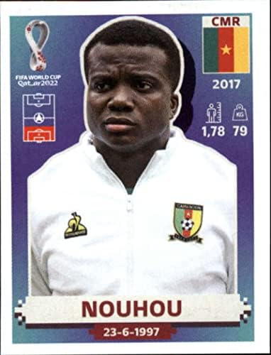2022 година на налепница Катар на Светскиот куп во Панини CMR10 Nouhou Group G Cameroon Mini Trader Carding Card