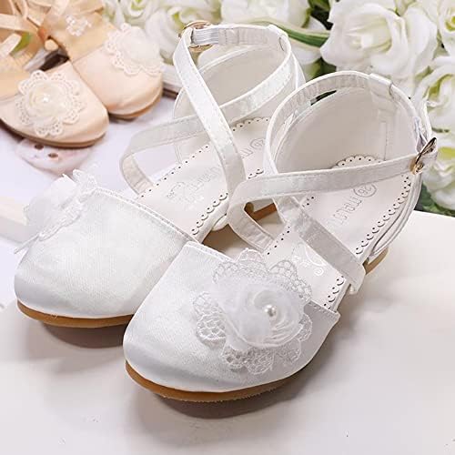 Минибела девојки сатенски танцувачки чевли со ниска потпетица Мери Janeејн свадбена забава принцеза фустани чевли