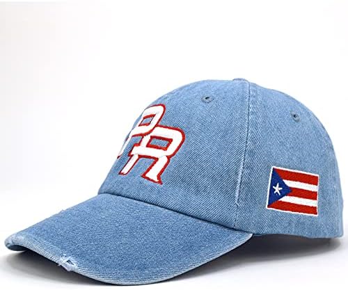 Порто Рико ПР знамето ХАТ тато извезена капа безбол криви неструктурирана сметка