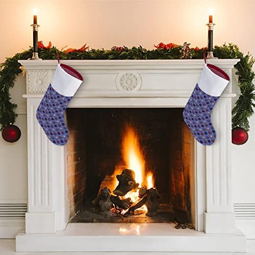 Starsвезди со американско знаме црвени Божиќни празници за домашни украси за домашно дрво Камино виси чорапи
