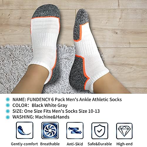 ФИНАНСИИ 6 Спакувајте Машки Атлетски Чорапи За Глуждот Со Низок Крој Чорапи За Трчање Што Дишат Со Ѓон За Перница