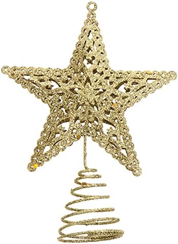 PRETYZOOM Декорации pa Salas De Casa Божиќна Ѕвезда Врвот Блескави Злато Шупливи Дрво Врвот Ѕвезда дрво За Новогодишна Елка Украси