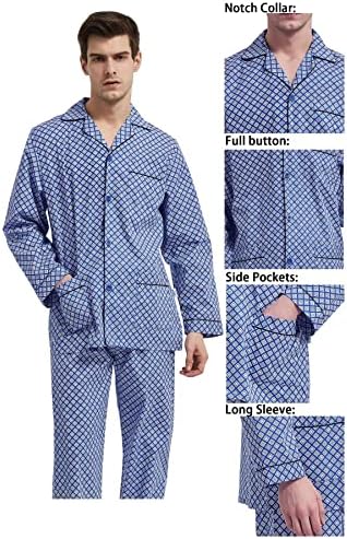 Глобален Сет За Машки Пижами, Памучна Ткаена Облека За Спиење Со Врвови И Панталони/Долни Делови