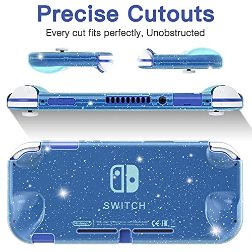 Heystop Case компатибилен со Nintendo Switch Lite, со заштитен стаклен екран и 4 зафат на палецот, предниот и задниот дел, целокупниот заштитен