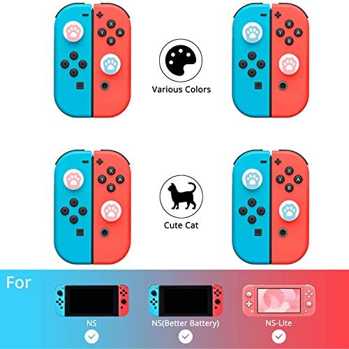 Ferkurn Switch Thumbs grins caps за Nintendo Switch oycon & Switch Lite, џојстик капачиња аналогни мачки шепи за контрола на