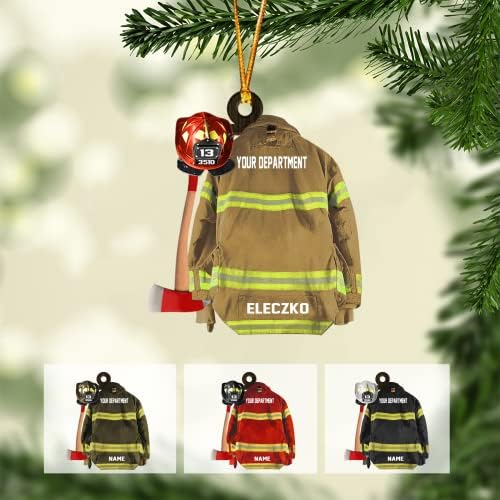 Изи Под Персонализирана Орнамент Орнамент Орнамент рамна форма, обичај пожарникари Божиќни украси подароци за пожарникар, пожарникар