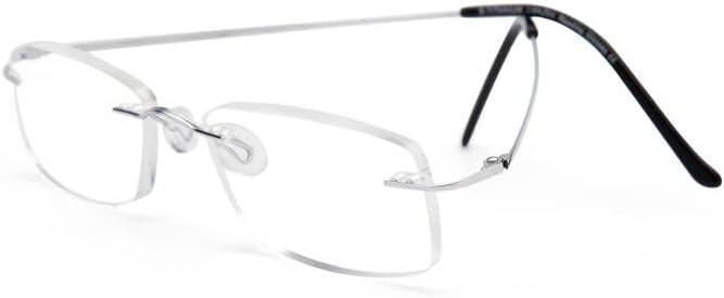 Очила за читање на титаниум за мажи Super Light Rimless Readers Business Eyglass