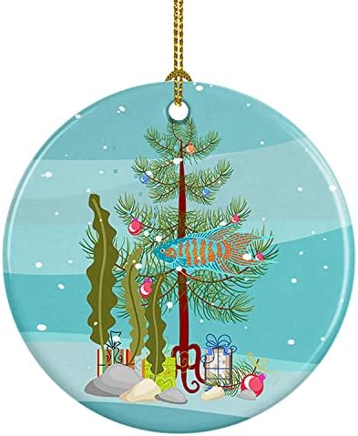 Богатства на Каролина CK4530CO1 рајски рајски весел Божиќен керамички украс, украси за новогодишни елки, висечки украс за Божиќ, празник,