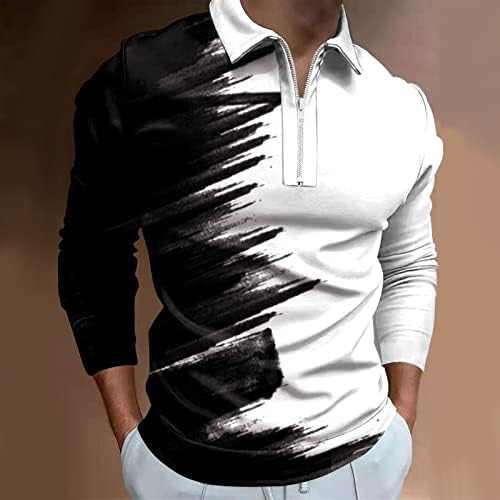 XXBR машки патент Поло кошули, 2022 нови мажи кошула со долги ракави градиенти за крпеница голф врвови од пад на вратот, обична кошула