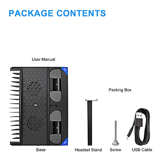 Stand Magethug PS5 со вентилатор за ладење на вшмукување и полнач за полначи со двојни контролори за конзола PlayStation 5 PS5, ладилник за вшмукување