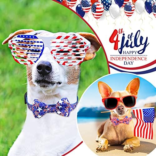 4 Пакувања Јака За Кучиња 4 јули Со Јака За Патриотски Кучиња Боути Американско Знаме Денот На Независноста На САД Јака За Домашни Миленици