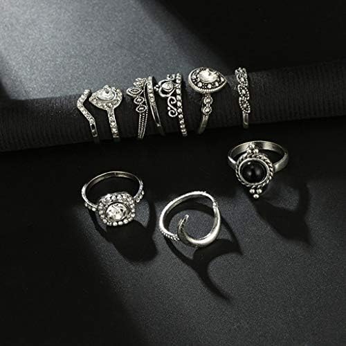 Женски прстени женски прстени модни гроздобер сини ангажмани прстени над 10 парчиња/поставени жени сребро боемски оџаци за свадбени
