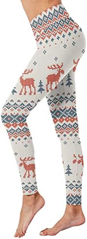 ZDDO женски Божиќни јога панталони високи половини Божиќ ирваси ирваси за снегулка печати хеланки за контрола на стомакот