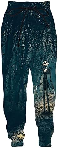 Машка скелет Божиќна Ноќта на вештерките 3Д печати Харем џогери Панталони Еластични половини со целосна должина џемпери
