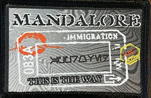Mandalвездени војни мандалоријански пасош печат морал лепенка. 2x3 кука и јамка. Направено во САД
