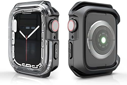 Браник компатибилен со Apple Watch Case Series 8 Series 7 Series 7 Protective Case TPU & PC задебелен силен капак за iWatch 7 додатоци
