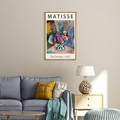 Рамка Матис Wallид Арт Канвас Печатете ги Peonies 1907 Познати слики од Матис разнобојни божји цветни илустрации Хенри Матис Wallид