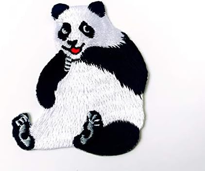 Панда мечка цртан филм животински везена апликација знак за знак за шиење на железо на лепенка