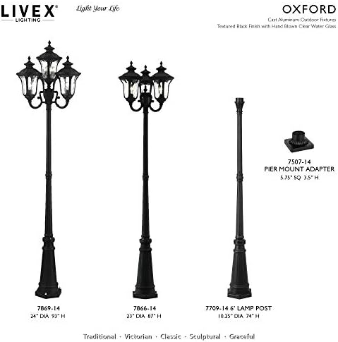 Livex осветлување 7869-14 Оксфорд 4 светло отворено 4 глава, црна