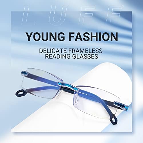 Luff безжични очила за читање ултра лесни метални рамка читатели за мажи и жени со пролетна шарка