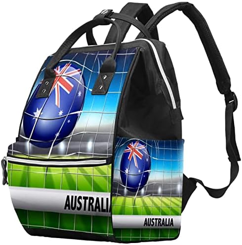 Австралија Фудбалска Топка Во Нето Торба За Пелени Ранец Торби За Менување Пелени За Бебиња Мултифункционална Торба За Патување Со Голем Капацитет