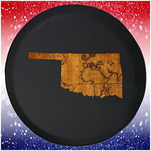 Голем резервен гуми покритие Оклахомалд Светска мапа за патувања црна 35 инчи