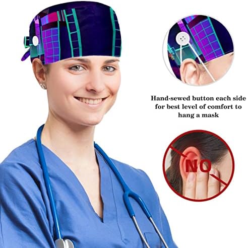 Muooum Medical Caps Прилагодливо работно капаче со копчиња и лак за коса, математички кругови на математика до десет