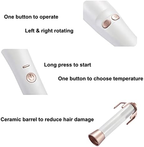 Автоматско стапче за виткање на косата Abhi со 4 нивоа прилагодлива температура 30-ти загревајте едно копче L & R ротирачки стилер за