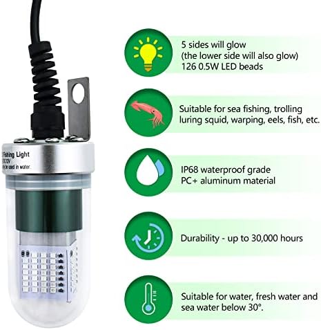 LED Xinhaohang LED риболов светла, мраз или ноќно риболов светла, клип за батерии 12V IP68 7m, подводна потопна привлечна ламба, привлекувачи