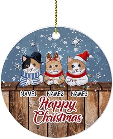 Божиќни украси Среќна Божиќна обичај мачка име Керамички украс домашна канцеларија Божиќ, виси занаетчиски занаети за украсување на новогодишни