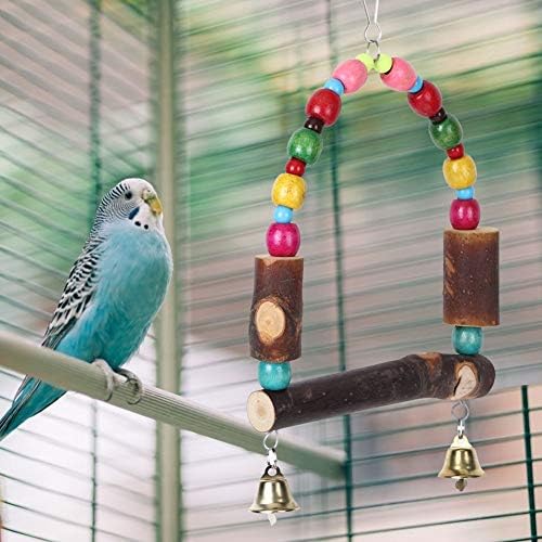 Птичо милениче птици што висат кафез за замав играчка, играчка за џвакање од дрво од дрво за мали, средни папагали со средна големина
