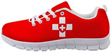 Швајцарско знаме Национален амблем за мажи кои трчаат лесни за дишење на чевли за дишење, модни патики за одење чевли