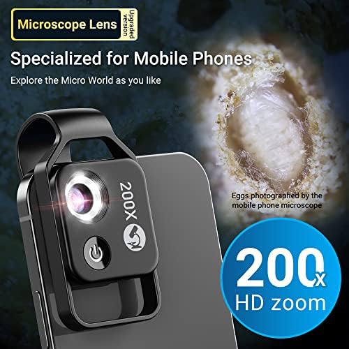 MS002 Universal 200X микроскоп леќи надградени преносни леќи за телефонски фотоапарати со LED светло микро џеб макро-центри
