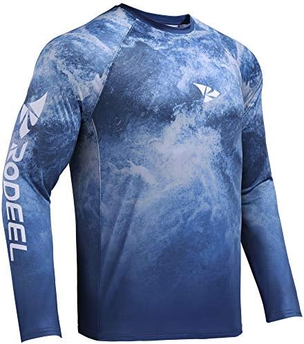 Родејл Менс маичка со олабава риболов маица вентилирана река Блеф изведба со долги ракави кошула upf 50 ракав