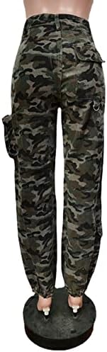 Женски камо карго панталони половини тенок вклопуваат камофлаж џогери џемпери во армиски замор панталони со џебови