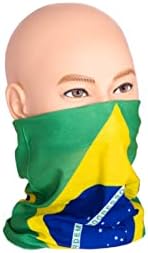 Крузон Бразил Фудбалски Тим Навивачи Облека Шамија Балаклава И Нараквица Со Бои На Знаме И Печатено Име На Земја Комплет од 3 Додатоци